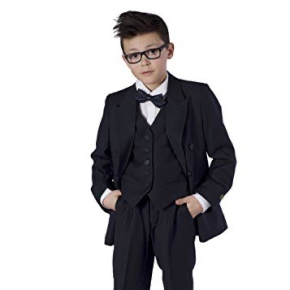 Azzurro boys black three buttons blazer & vest